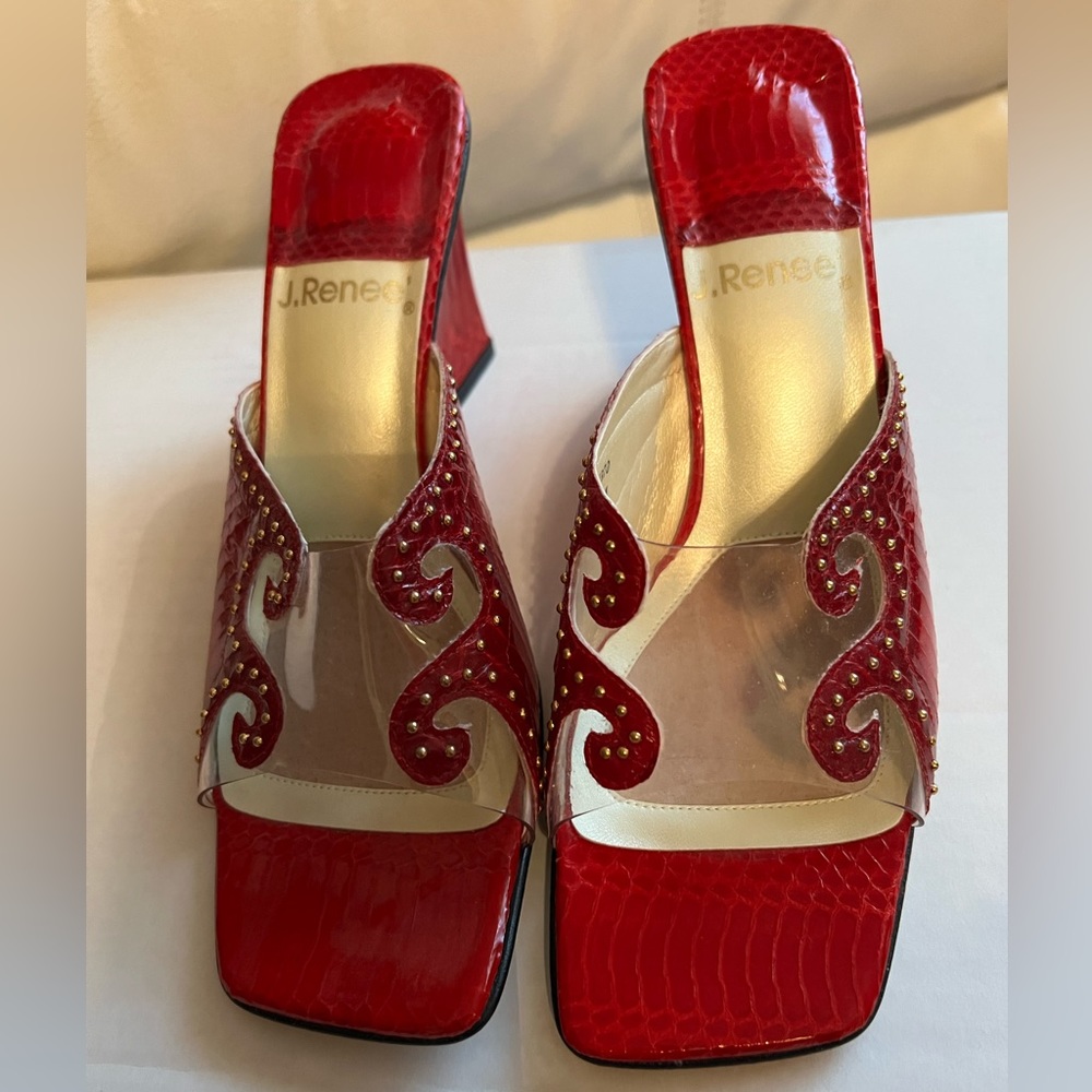 J. Renee slip on, open toed shoes. Size 8.